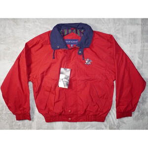 VTG Anheuser Busch Coachs Jacket Mens Red Medium Made in USA Beer Eagle Logo